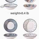 10 oz Ceramic Dessert Bowls Set of 4 Japanese 6 Inch Serving Dishes Shallow Bowls for Side Dishes,Appetizer,Sushi,Salad,Snacks,Fruit,Icecream,Microwave Dishwasher Safe(Navy Blue)