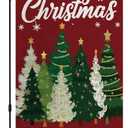 Merry Christmas Garden Flag Double Sided 12x18Inch Snowman Winter Forest Trees Design, Decorative Outdoor Holiday Banner