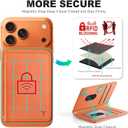 TUCCH for Magsafe Wallet with 6 Card Holders, RFID Blocking [Clear ID Window] PU Leather Men Women Folio Magnetic Phone Wallet for iPhone 17/16/15/14/13/12/Plus/Air/Pro/Pro Max Series, Orange