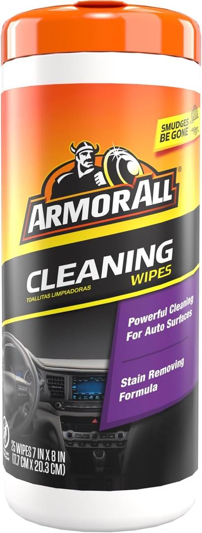 2 x Armor All Interior Car Cleaning Wipes, 25 Count Canister, Powerful Cleaning for Dashboards, Vinyl, Clear Plastics, Carpet and Fabric