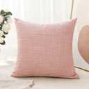 OTOSTAR Linen Throw Pillow Cover Set of 1 Decorative Square Pillowcases Cushion Covers 16x16 Inch for Home Decor Sofa Bedroom Car 40 x 40CM Pink