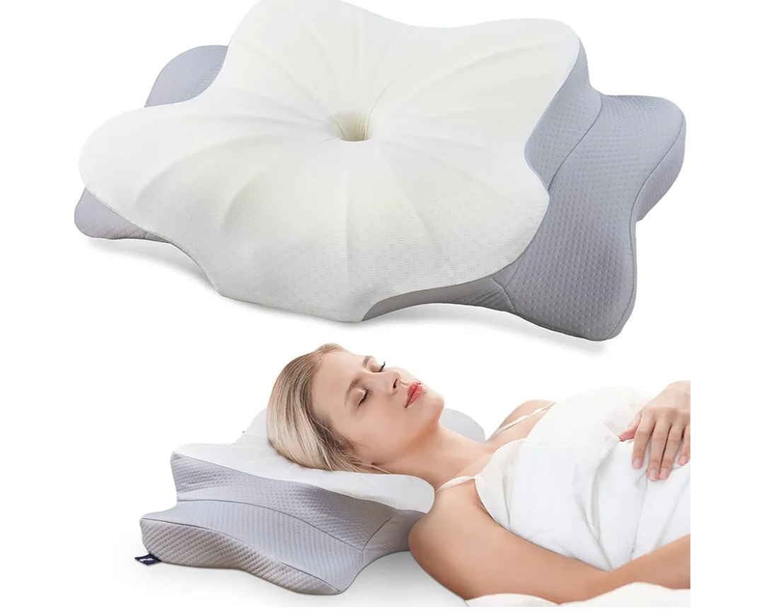 DONAMA Cervical Pillow for Neck and Shoulder,Contour Memory Foam Pillow,Ergonomic Neck Support Pillow for Side Back Stomach Sleepers with Pillowcase