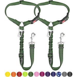 SlowTon Dog Seat Belt for Car, 2 Pack Dog Car Harness Seatbelt Adjustable with Elastic Bungee Buffer, 2 in 1 Pet Car Leash Headrest Restraint Dog Reflective Safety Tether (Green, Headrest+Clip) SlowTon Dog Seat Belt for Car, 2 Pack Dog Car Harness Seatbelt Adjustable with Elastic Bungee Buffer, 2 in 1 Pet Car Leash Headrest Restraint Dog Reflective Safety Tether (Green, Headrest+Clip)
