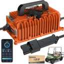 10L0L 15 Amp 48 Volt Golf Cart Charger for Yamaha,Smart Golf Cart Battery Charger, 3 Battery Types Support, Battery Repair, Automatic Power Recharge, IP67 Waterproof (Orange)