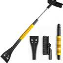 Ice Scraper and Snow Brush for Car, Lightweight 7" Brush Head & 33.5" Extendable Handle for Quick Windshield and Window Cleaning on SUV, Truck, Auto (Yellow)