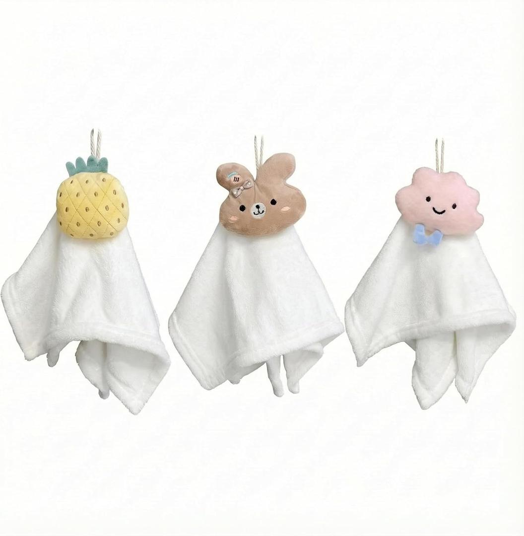 3 Pack Hand Towels with Hanging Loops Premium Absorbent Soft Hand Towels Cute Bathroom Hand Towels for Kitchen, Bathroom, and Daily Use30/11.8in*30cm/11.8in
