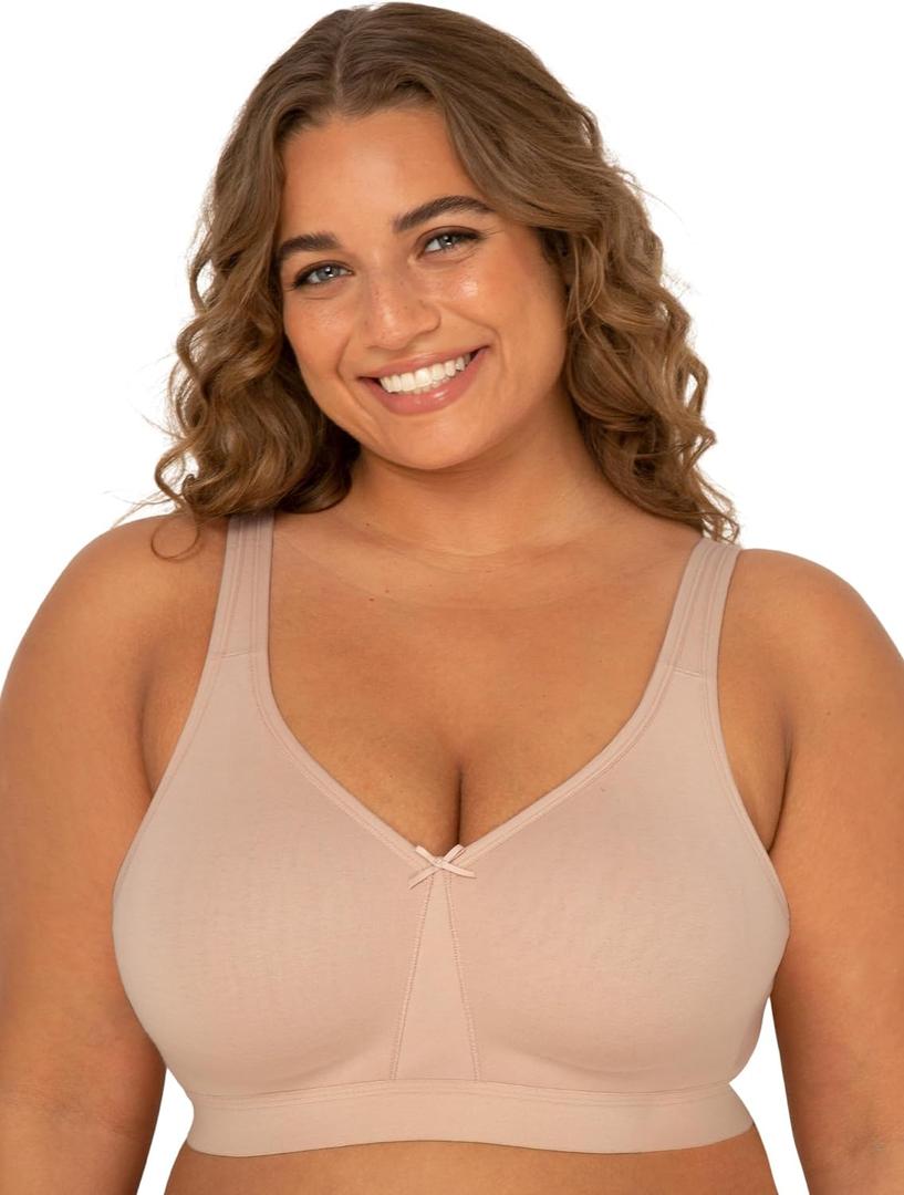 Fruit of the Loom Women's Fit for Me Collection: Plus-Size Wireless Bra - Soft Cotton Comfort & Support (44DDD)