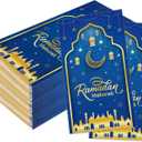 2 x Eid Mubarak Napkins, 100 Pcs Eid Mubarak Ramadan Paper Napkins Disposable, 2-Ply Blue Gold Star Moon Absorbent Paper Hand Towels for Bathroom Home Kitchen Mardi Gras Party Decorations Supplies