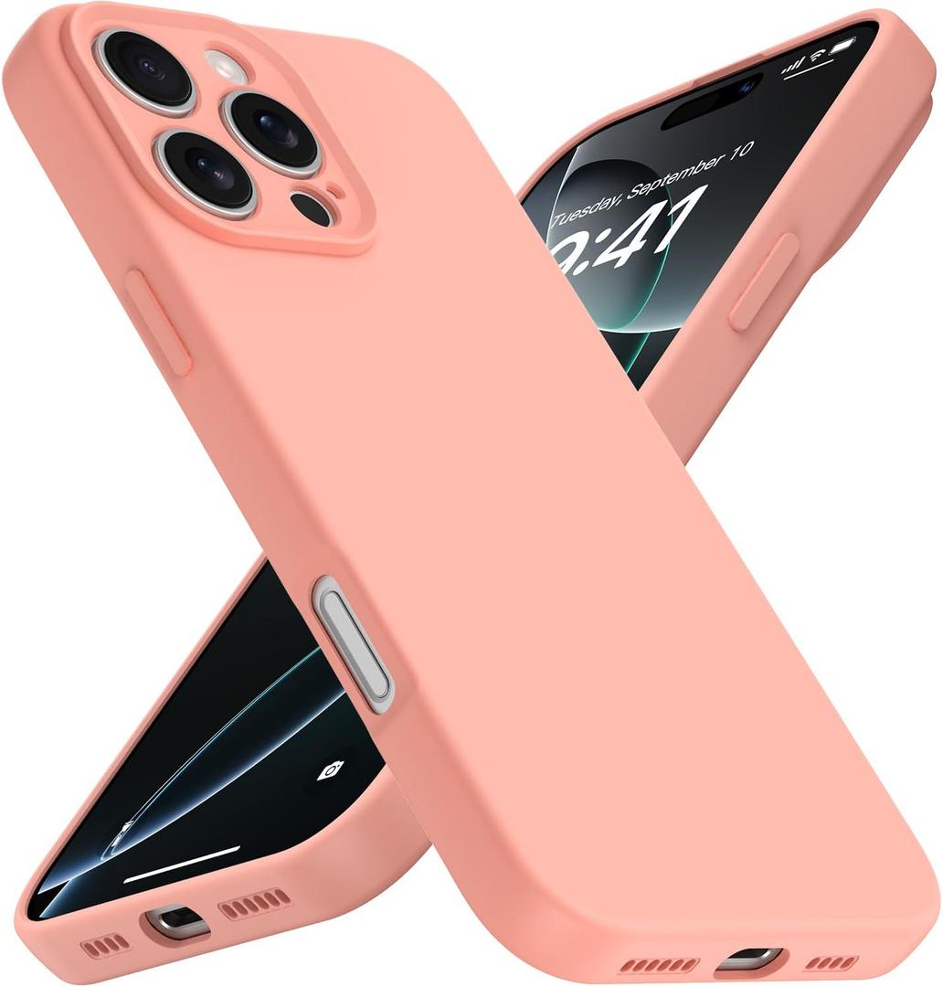 Compatible with iPhone 16 Pro Max Case, Liquid Silicone Upgrade [Camera Protection] [Soft Anti-Scratch Microfiber Lining] Shockproof Phone Case (Begonia, iPhone 16 Pro Max)