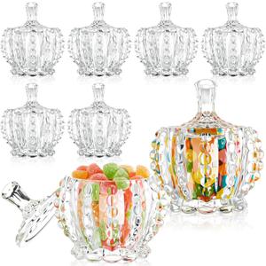 8 Pcs Christmas Glass Candy Jar with Lids Crystal Decorative Candy Dishes Apothecary Jar with Lids Covered Glass Bowl 6 oz Cute Jewelry Box Cookie Snack for Party Wedding Home Decor