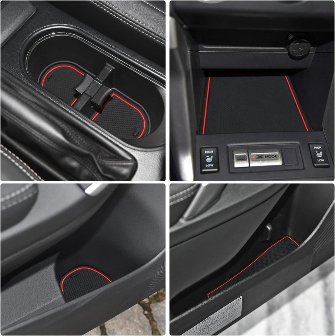 Auovo Anti Dust Mats Compatible with Subaru Forester Accessories 2014-2018 Interior Door Compartment Liners Cup Holder Coasters Center Console Liners 13pcs(Red)