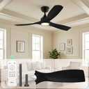 TCL 52" Black Waterproof Outdoor Ceiling Fan with Light & Remote