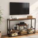 YOUDENOVA TV Stand for 55" TV, 3-Tier Storage Shelves, Rustic BrownIndustrial TV stand with open shelves for TVs up to 65", perfect for living room and bedroom