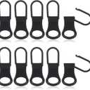Detachable Replacement Zipper Pull Tab, 10 PCS Metal Zipper Pull Replacement Zippers Repair Kit Zippers Clips for Jackets, Jeans, Backpacks, Boots, Purses, Coat, Pants, Suitcase, Purses, Small Holes
