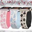 Christmas Band Compatible Apple Watch 38mm 40mm 41mm 42mm 44mm 45mm 46mm 49mm Winter Women,Blingbrione 3 packs Engraved Pink Silicone Santa Snowman Xmas Holiday Green Red 3 Sets Strap for iphone Watch Series Ultra 11 10 9 8 7 SE 6 5 4 3 2 1
