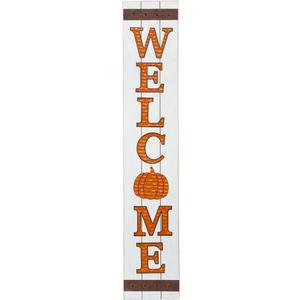 Glitzhome Outdoor Welcome Porch Sign for Front Door Fall Harvest Wooden Standing or Hanging Decor, 42" H, Multicolor