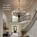 Large Black Wagon Wheel Chandelier 48-Light 47.2" for High Ceilings, 47.2in