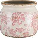 Vintage Planter Large Ceramic Plants Pot Pink Floral Scroll Ice Crack Cottage Scroll Vase Flower Vase Pot Indoor Plants Home Kitchen Decor Farmhouse Antique Decorative Gifts