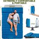 Double Camping Sleeping Pad, 4" Extra Thick 2 Person Inflatable Sleeping Pad with Built-in Foot Pump & Pillow, Ultralight Self Inflating Camping Mattress for Tent, Backpacking, Hiking, Travel, RV