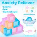 Simgoing 96 Pcs Mini Ice Cube Stress Balls Fidget Toys Bulk Squeeze Square Ball Sensory Toys Stress Relief Ice Cube for Small Prize Birthday Party Favor Bags Box Filling, 6 Colors