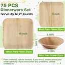 Havawish 75 Pcs Compostable Palm Leaf Plates and Bowls Set 16 oz Biodegradable Bowls 8 & 10 Inch Bamboo Paper Disposable Plate for Party Bulk Party Dinnerware Dinner Supplies for 25 Guests