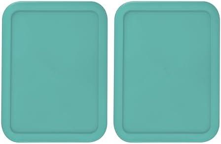 Replacement Lids fits Pyrex 6-Cup Glass Food Storage Container Bowls, (8.75 x 6.75-Inch) Plastic Rectangle Lids Covers for Pyrex 7211-PC, Airtight & Leakproof (2-Pack, Turquoise)