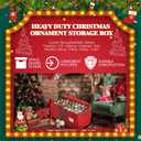 WDZREE Large Christmas Ornament Storage Box,4 Tier Holds Up to 128 Holiday Ornaments 3-Inch, Xmas Decorations Accessories Bag with Dual Zipper Closure,Made of Durable 600D Oxford Fabric (Red)