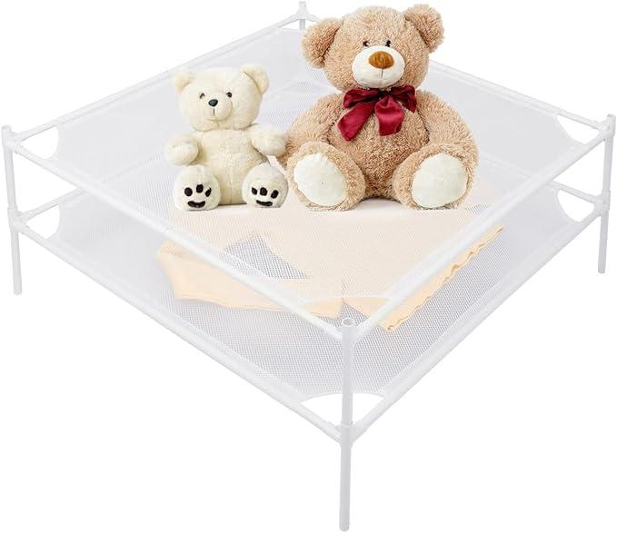 Shrivee Clothes Drying Rack, 2Layer Sweater Laundry Drying Rack Flat, Mesh Drying Rack Clothing for Indoor & Outdoor, White