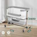 Cowiewie Bassinet Bedside Sleeper, Portable, Breathable, Adjustable Baby Bedside Bassinet for Peaceful Nights, Light Grey, Crib