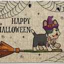 Halloween Door Mat French Bulldog Dog Paws Rug 17 x 27 Inch Outdoor Doormats Entrance Rugs Decorative Floor Front Mats for Farmhouse Home Kitchen Farmhouse