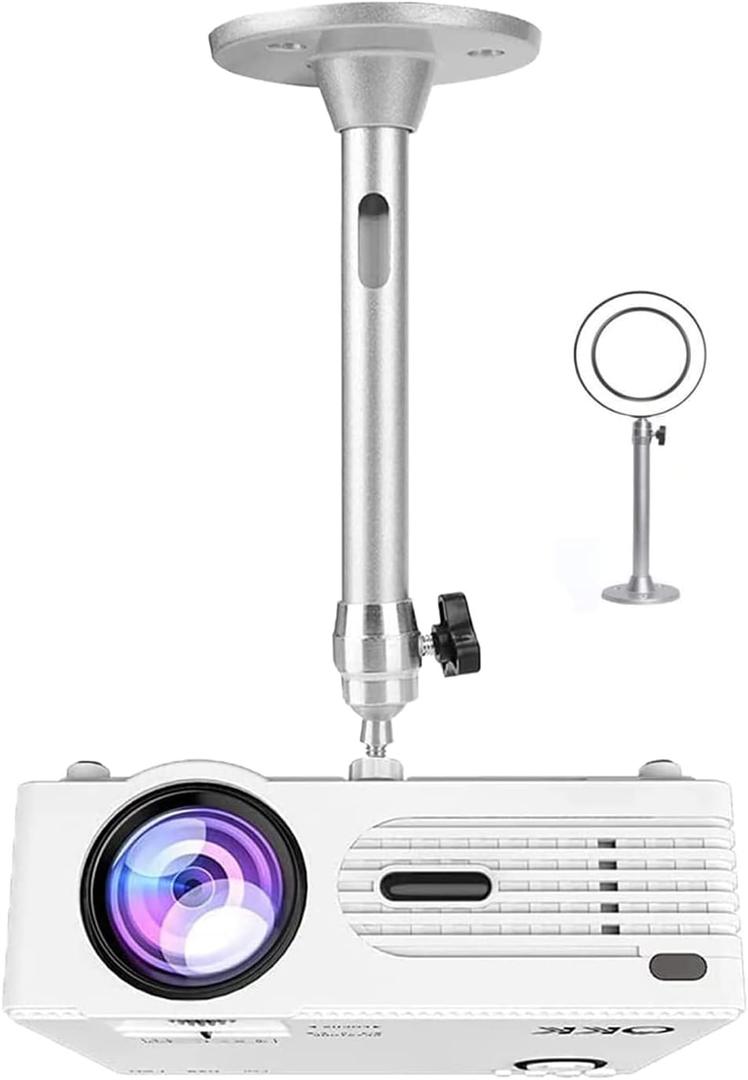 2-Be-Best Universal Mini Projector Mount Ceiling Mount with 360 Rotation and 180 Tilt for Home Theater, Office, Camera, LED Light (8.7 in, Silver)