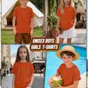 YooAurvox Boys Shirts Short Sleeve Summer Tops Kids Crew Neck Loose Casual Basic Tees for Boys 5-14 Years(Pumpkin,5-6 Years)