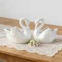 White Ceramic Swan Planter 4.4in (2 Pack) Succulent Small Plant Pot Elegant Swan Decor for Cacti, Mini Plants,for Home, Desk, Window Sill Decoration