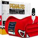 Get Trend Peanuts Snoopy Heated Blanket Electric, Queen Size Luxurious Fleece Blanket, 9 Heat Settings Auto Shut-Off, 90x90in, Gifts for Mom, Grandma, Grandpa (Red Snoopy, Queen US)
