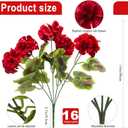 lovemoon 16 Pcs Artificial Geranium Plant Realistic Silk Flowers for Outside UV Resistant Faux Geraniums Flowers for Indoor Outdoor Home Garden Office Decoration (16, Red)