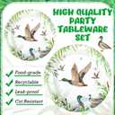 Sunnyray 96 Pcs Mallard Duck Party Decorations Supplies Duck Hunting Birthday Party Tableware Set Mallard Baby Shower Plates Napkins Forks for 24 Guests