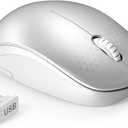 seenda Wireless Mouse for Laptop, 2.4G Noiseless Mouse with USB Receiver - Optical Tracking Portable Computer Mice for Chromebook, PC, Tablet, Windows System, 24 Months Battery Life (White & Silver)