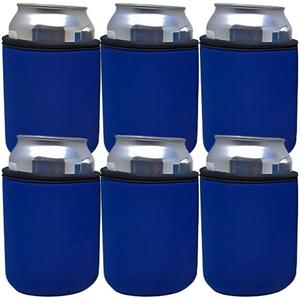 TahoeBay Premium Can Sleeves - 5mm Thick Neoprene Beer Coolies for Cans - Blank Drink Coolers (Navy Blue) 6 Pieces