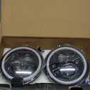 7 Inch LED Headlights Round Halo Angel Eyes DOT Approved 2PCS Classic LED Headlights with White DRL Amber Turn Signal H6024 High/Low Beam Lights for Wrangler JK TJ LJ CJ