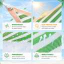 Green Green and White Striped Triangle Sun Shade Sail 10 x 10 x 10 ft Breathable Canopy UV Block Sunshade for Outdoor Patio Garden Yard Deck Pergola Backyard with Ropes
