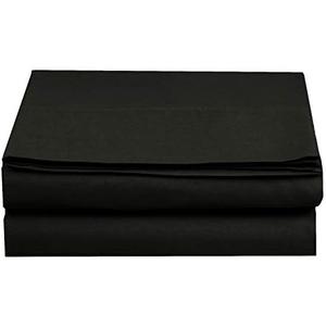 Elegant Comfort Premium Hotel Quality 1-Piece Flat Sheet, Luxury and Softest 1500 Premium Hotel Quality Microfiber Bedding Flat Sheet, Wrinkle-Free, Stain-Resistant, King, Black