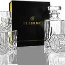 ELIDOMC 5PC Italian Crafted Crystal Whiskey Decanter & Whiskey Glasses Set, Crystal Decanter Set With 4 Whiskey Glasses, Whiskey Decanter Sets for Men.