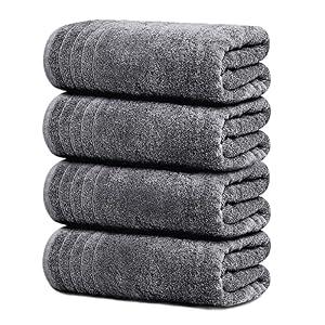 Tens Towels 4 Piece Extra Large Bath Towels 30 x 60 Inches, Dark Grey