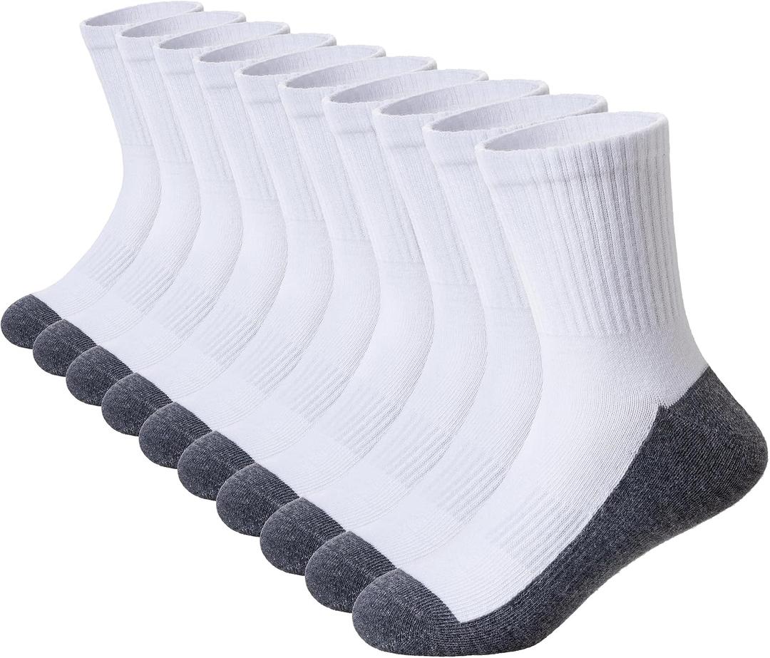DoSmart Kids Athletic Crew Socks Boys Girls Classics Cotton School Uniform Childs Sports Breathable Casual Socks 10 Pairs, 9-12Yrs