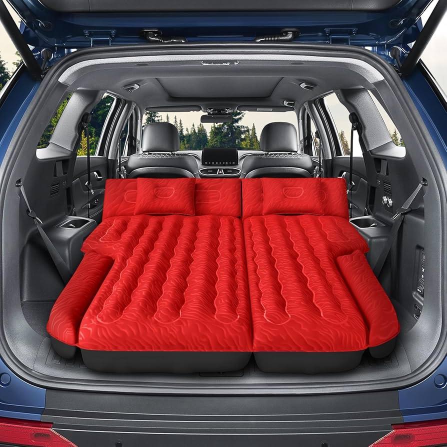 DikaSun Inflatable SUV Air Mattress Bed Car Mattress for SUV, Double-Sided Flocking Travel Camping Bed Car Air Mattress, Car Sleeping Mattress Bed for Universal SUV with Car Air Pump 2 Pillows