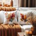 Fall Leaf Pillow Covers 18x18, Fall Room Decor, Rustic Farmhouse Autumn Leaves Botanical Decorative Throw Pillow Covers Pillowcases for Home Living Room Bedroom, Set of 2