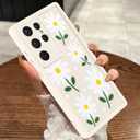MOWIME Compatible with Samsung Galaxy S22 Ultra Case, Daisy Floral Shockproof Soft TPU Protective Cover for Women Girls, Slim Anti Scratch Case for Galaxy S22 Ultra 6.8 Inch, White