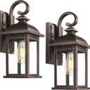 FEMILA 2-Pack Outdoor Wall Sconce Lights Oil Rubbed Bronze, 15" Exterior Outdoor Light Fixtures Wall Mount with Seeded Glass, for Front Porch Patio Garage, 4FD54B-2PK ORB