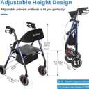 Ambliss Rollator Walker with Seat for Seniors,Lightweight Foldable Rolling Walker with 4 Large 8" Wheel,Adjustable Handle Height & Seat Height,Backrest,300 lbs Capacity, Storage Basket & Cup Holder