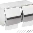 Desyeryamimi Double Roll Toilet Paper Holder Dispenser with Shelf Storage-Commercial 2-Roll Side by Side Stainless Steel Toilet Tissue Holder/Dispenser Wall Mount for Bathroom/Restroom-Brushed Finish